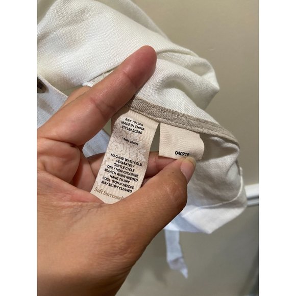 NWT Soft Surroundings White Button Front 100% Linen Shirt Sz Medium - Picture 7 of 8